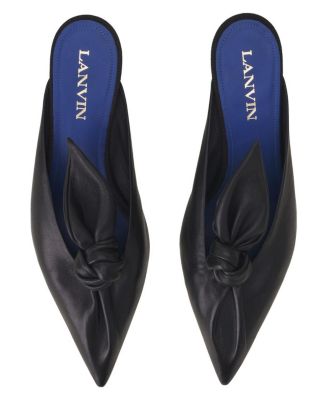 Women's Midnight Step Bow Leather Mule with Heel