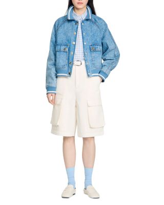 Rib Trim Denim Jacket