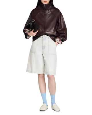 Oversized Zip Up Leather Jacket