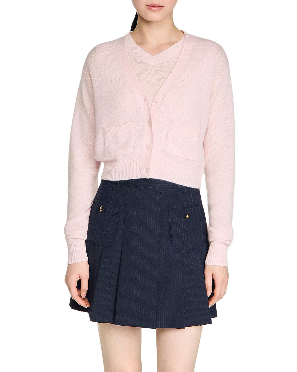 Sandro Cassidie Wool Cropped Cardigan