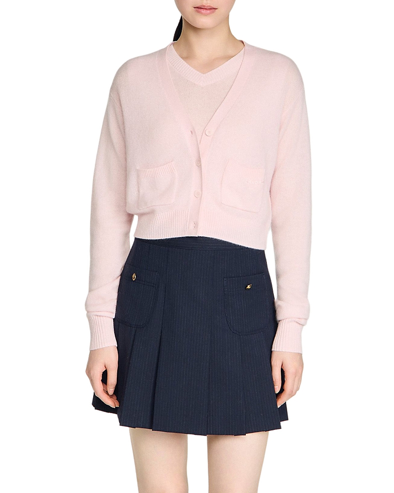 Sandro Cassidie Wool Cropped Cardigan