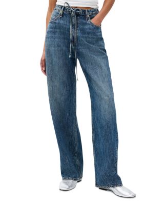 Phoebe Drawstring Wide Leg Jeans in Declan