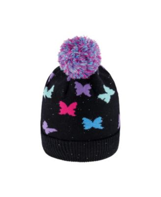 Girls' Lined Knit Butterfly Pompom Hat - Baby, Little Kid, Big Kid