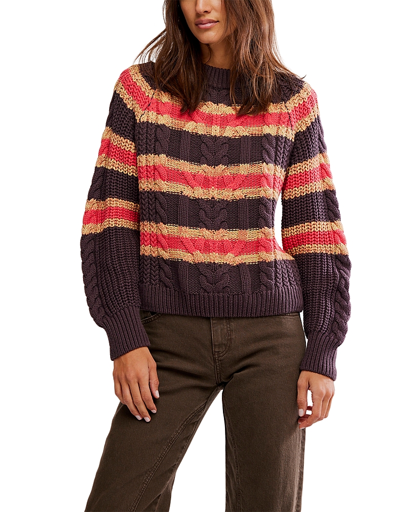 Free People Frankie Cable Striped Sweater