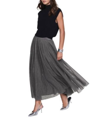  Women's Metallic Tulle Midi Skirt
