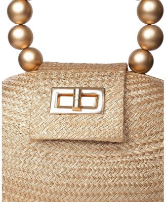  The Orla Woven Straw & Wooden Bead Statement Clutch Bag
