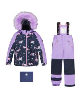  Girls' Two-Piece Play Snowsuit Unicorn Jacket - Little Kid