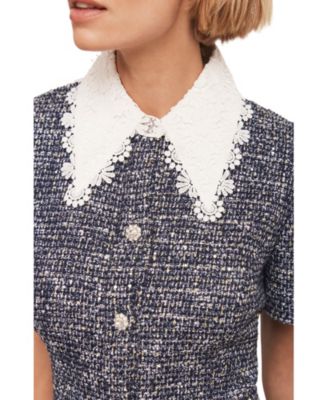  Women's Statement Collar Boucle Mini Dress