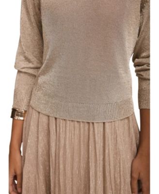 Women's Metallic Knit Layered Sweater Dress