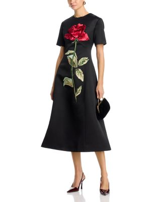 Caroline Applique Rose Midi Dress - Exclusive