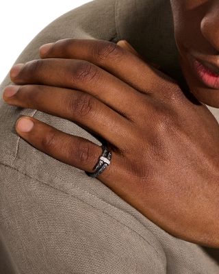 Dark Sterling Silver Spear Diamond Wrap Ring