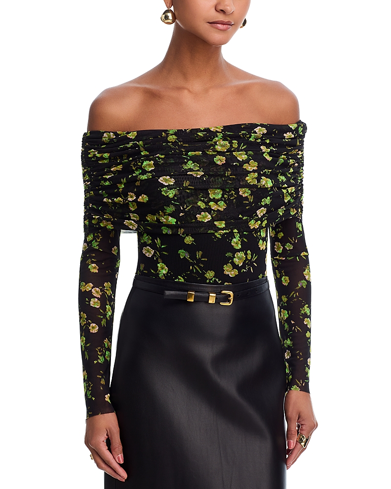 Afrm Maxine Off The Shoulder Mesh Bodysuit