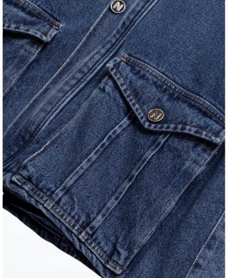  Multi Pocket Denim Jacket in Medium Blue