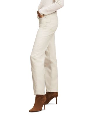 Leah Mid Rise Straight Jeans in Ecru