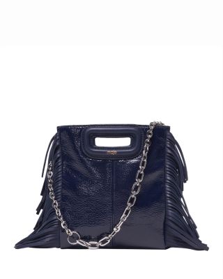 Miss M Mini Fringed Blue Leather Crossbody Bag