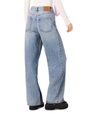 Rhinestone Wide Leg Jeans in Blue