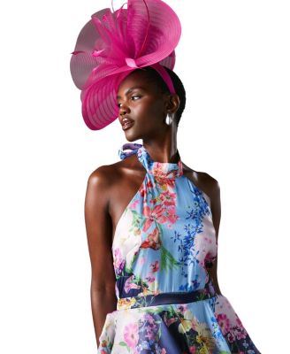 Cross Neck Printed Frill Skirt Dress