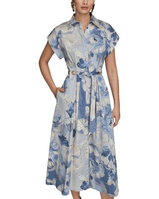 Tie Front Cap Sleeve Shirtdress