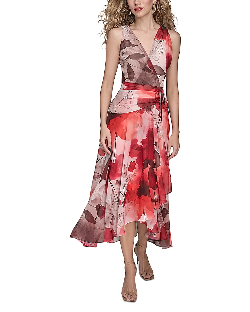 Donna Karan Chiffon Faux Wrap Dress