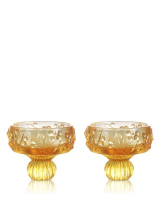 Always the Right Time Loquat Crystal Glass Sculptures, Set of 2