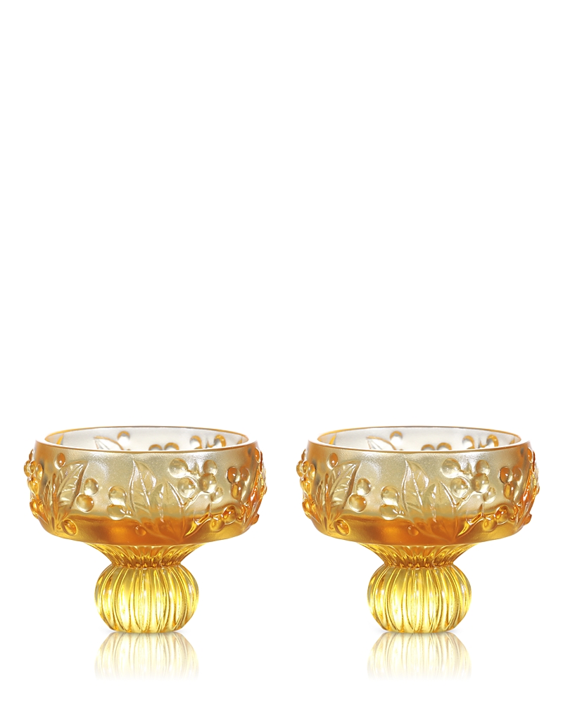 Liuli Always the Right Time Loquat Crystal Glass Sculptures, Set of 2