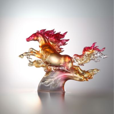 Fireball Charging to Triumph Limited Edition Crystal Glass Sculpture