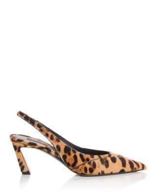 Women's Spiky Calf Hair Slingback Pumps