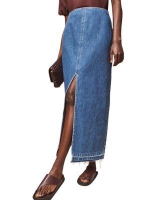 Denim Split Front Maxi Skirt