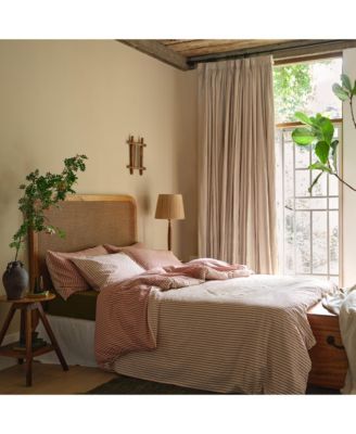 Textured Stripe Cotton Duvet Cover, Queen