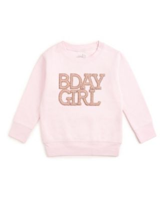 Girls' Faux Pearl BDay Girl Patch Sweatshirt - Big Kid