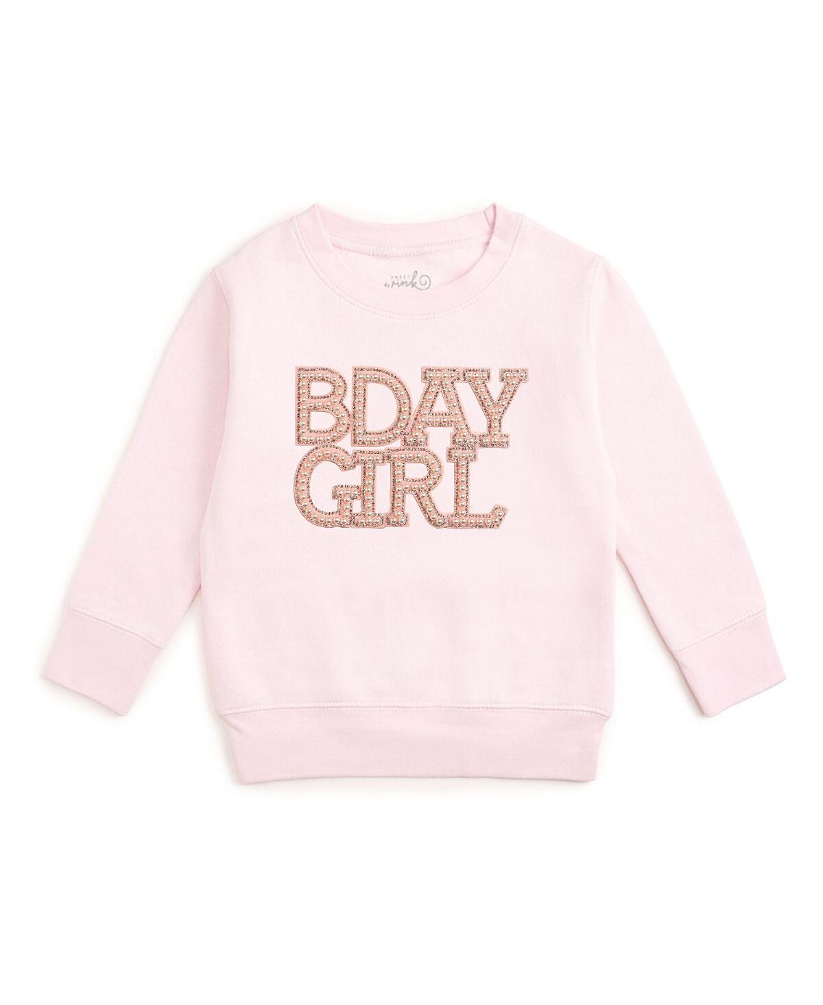 Sweet Wink Girls' Faux Pearl BDay Girl Patch Sweatshirt - Baby, Little Kid, Big Kid