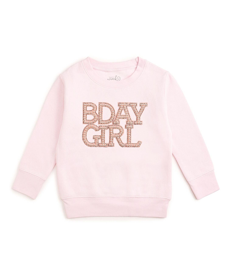 Sweet Wink Girls' Faux Pearl BDay Girl Patch Sweatshirt - Baby, Little Kid, Big Kid