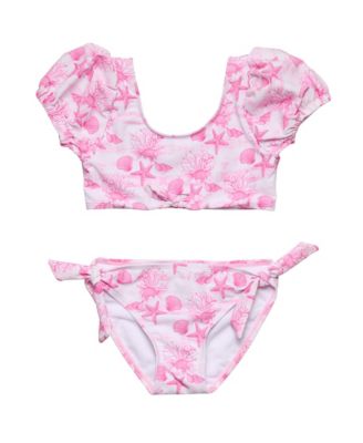 Girls' Pink Lagoon Puff Sleeve Bikini - Little Kid, Big Kid