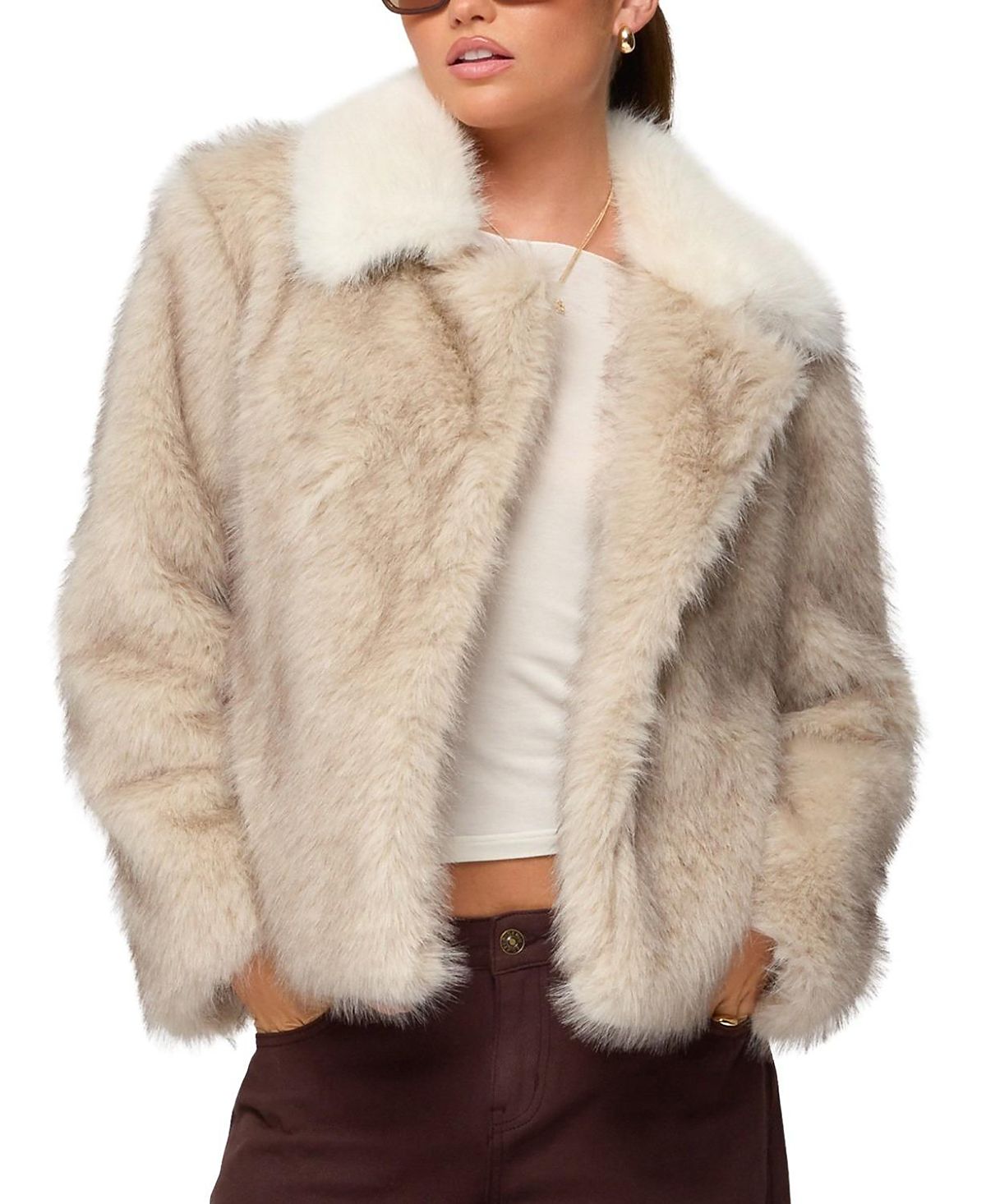 Edikted Contrast Collar Faux Fur Jacket