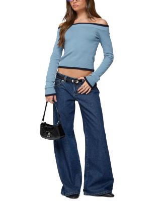 Kezzie Contrast Off Shoulder Knit Top