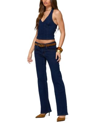  Jemima Low Rise Straight Leg Jeans in Dark Blue Washed
