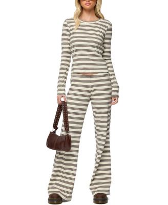 Avalie Striped Ribbed Pants