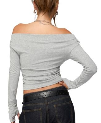 Milane Ruched Off Shoulder Ribbed Top