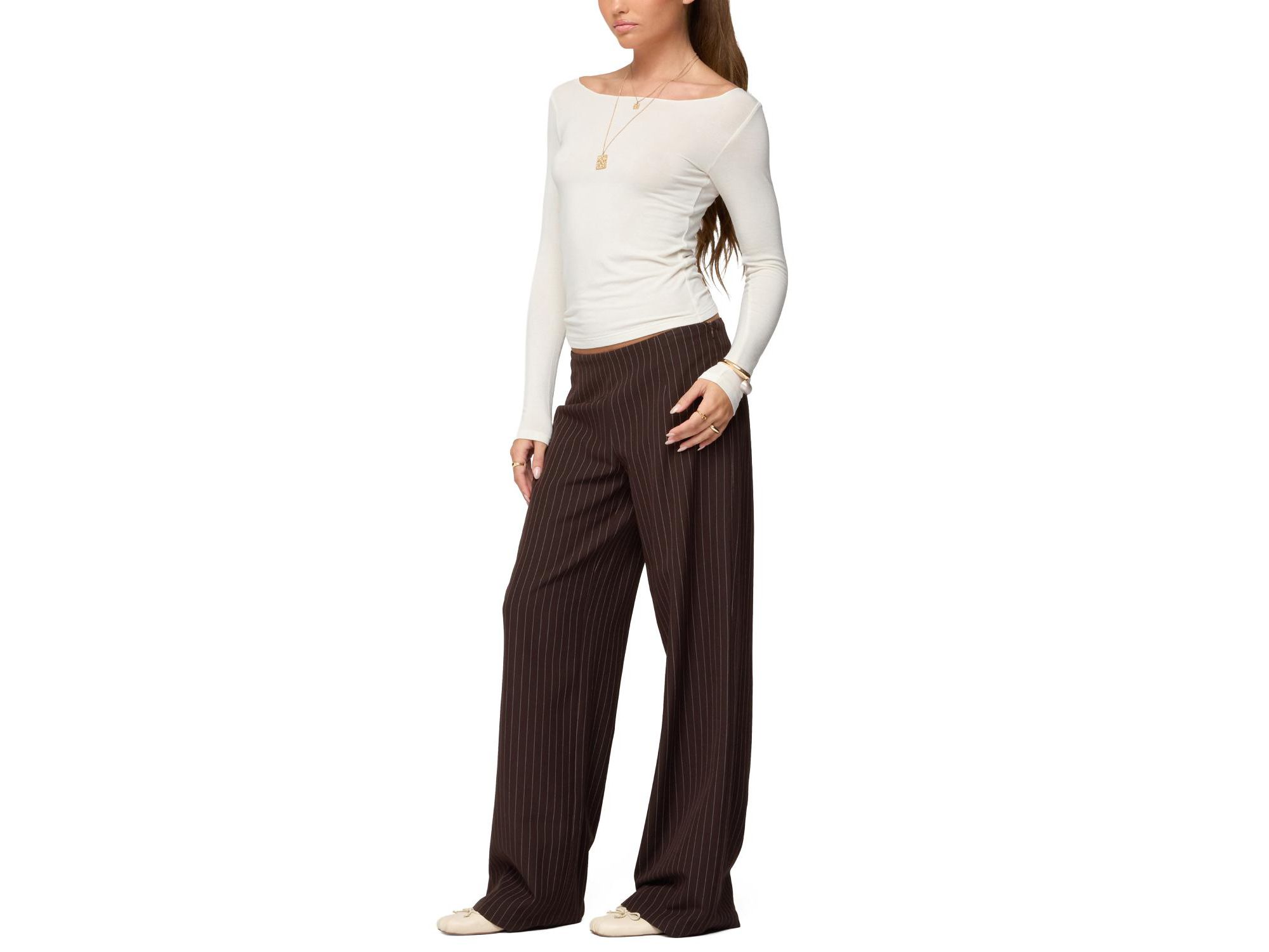 Kerie Pinstripe Low Rise Pants — Image 5
