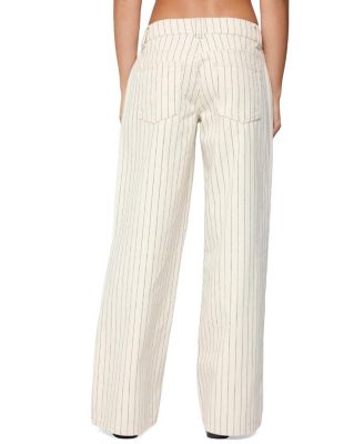  Cory Striped Low Rise Baggy Jeans in Cream Washed