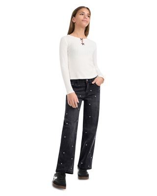 Girls' High Rise Wide Leg Embellished Jeans - Little Kid, Big Kid