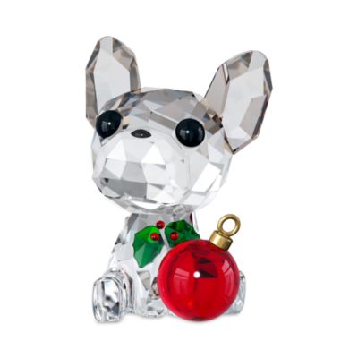 Holiday Cheers French Bulldog Crystal Figure