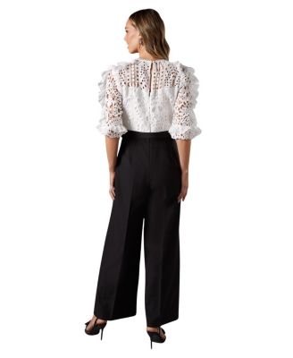 Lace Cut Out Belted Jumpsuit