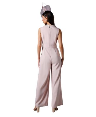 Crepe V-Neck Wrap Wide Leg Jumpsuit