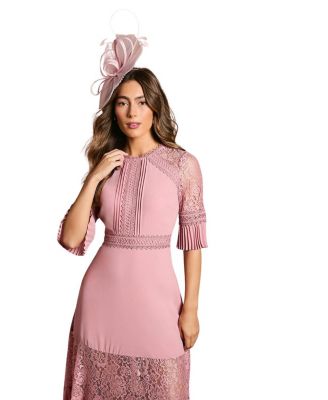 Lace Insert Midi Dress