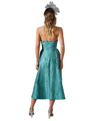 Halter Jacquard Drop Waist Dress