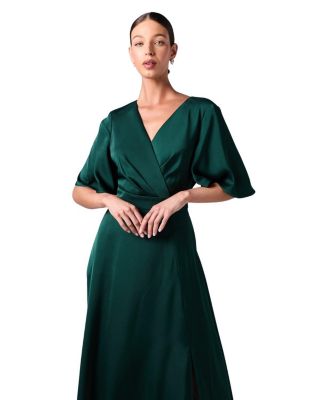 Wrap Satin Maxi Bridesmaids Dress