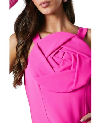 Strappy Crepe Corsage Midi Dress