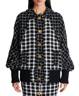 Oversized Bomber Jacket in Mixed Tweed
