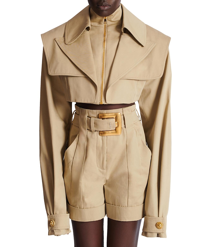 Balmain Cropped Gabardine Jacket